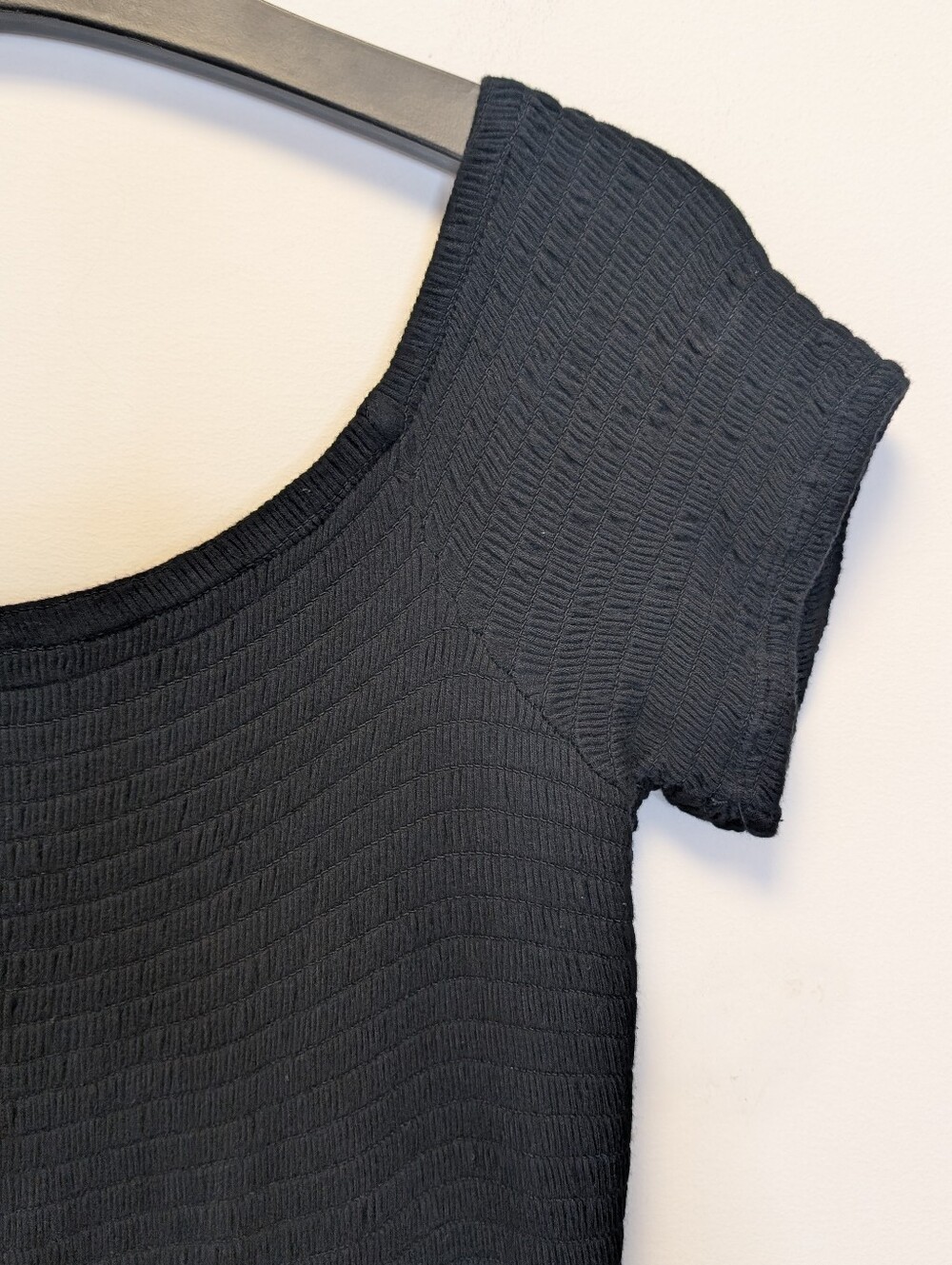 Express Black Maxi Dress Smocked Textured Bodice Dramatic Double Slit Stretchy M - Picture 6 of 13
